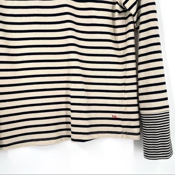 Nili Lotan Striped Long Sleeve Boat Neck Top Embroidered Monogram - Picture 4 of 7